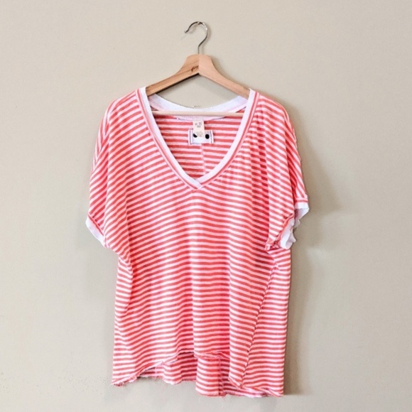 FREE PEOPLE Take Me Stripe Tee Size Medium - Picture 2 of 8
